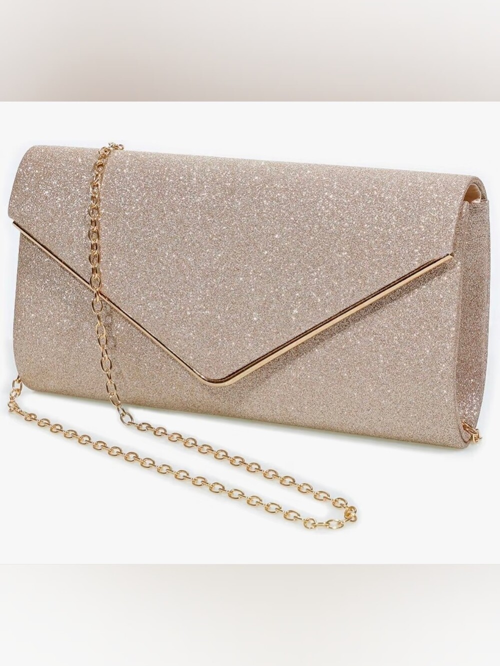 Champagne Gold Evening Bag Clutch Glitter Sparkle